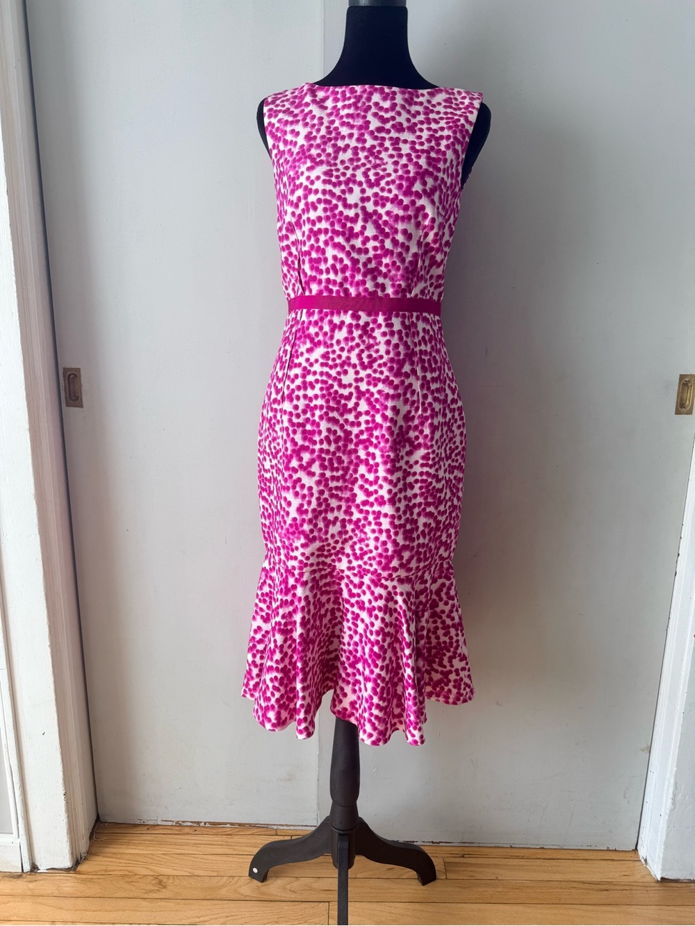 Women's Pink Speckled Silk Midi Dress